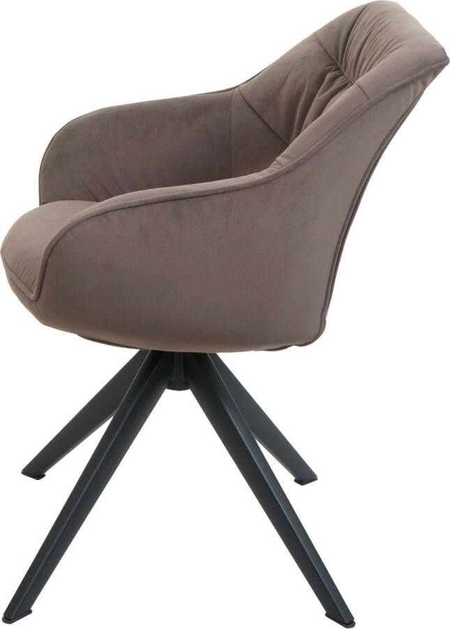 MCW Eetkamerstoel -K28 keukenstoel gestoffeerde stoel met armleuning draaibaar metaal ~ stof textiel bruin