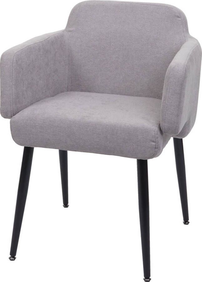 MCW Eetkamerstoel -L13 gestoffeerde stoel keukenstoel met armleuningen stof textiel metaal ~ grijs