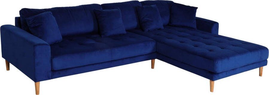 MCW Hoekbank -J54 bank 3-zits L-vormig liggedeelte links rechts 295cm ~ fluweel blauw