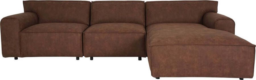 MCW Hoekbank -J59 bank met voetenbank rechts Made in EU waterafstotend 295cm ~ kunstleer bruin