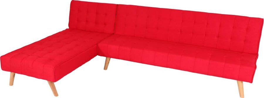 MCW Hoekbank -K38 bank opklapbaar ligvlak links rechts stof textiel massief hout MVG gecertificeerd 256cm ~ rood
