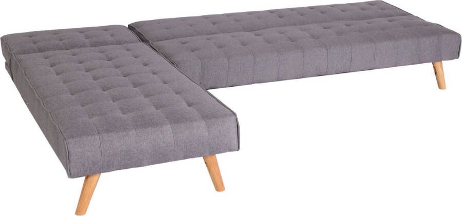 MCW Hoekbank -K38 bank opklapbaar ligvlak links rechts stof textiel massief hout MVG gecertificeerd 256cm ~ lichtgrijs
