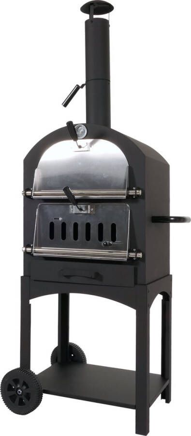 MCW Houtskoolgrill -N15 pizzaoven houtkachel grillrooster houtskoolrooster pizzasteen zwart hoge temperatuur gelakt staal