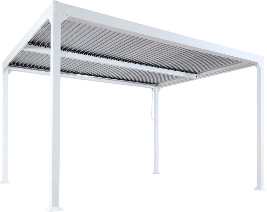 MCW Aluminium pergola -L41 lamellen paviljoen terrasoverkapping stevig 8cm metalen frame 3x3m ~ wit