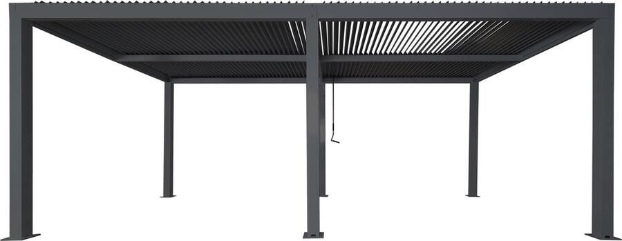 MCW Pergola -L46 tuinpaviljoen met latten 10cm aluminium frame stormvaste regengoot 3x6m ~ antraciet
