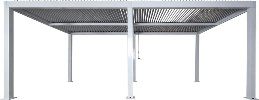 MCW Pergola -L46 tuinpaviljoen met latten 11cm aluminium frame stormvaste regengoot 3x6m ~ wit