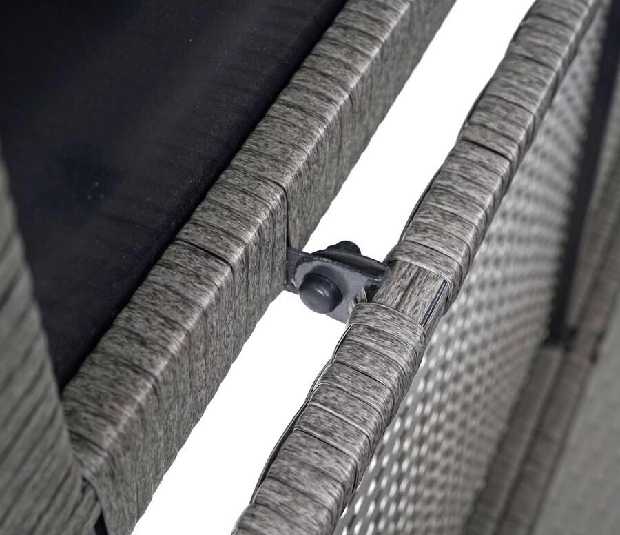 MCW Poly-rattan kussenbox -D88 tuinkist kussenbox kist ~ Basic grijs 63x135x52cm 320l