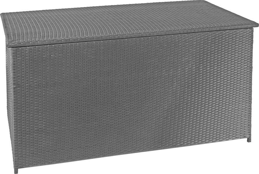 MCW Poly rotan kussenkist -D88 tuinkist kussenkist kist ~ Basic grijs 80x160x94cm 950l