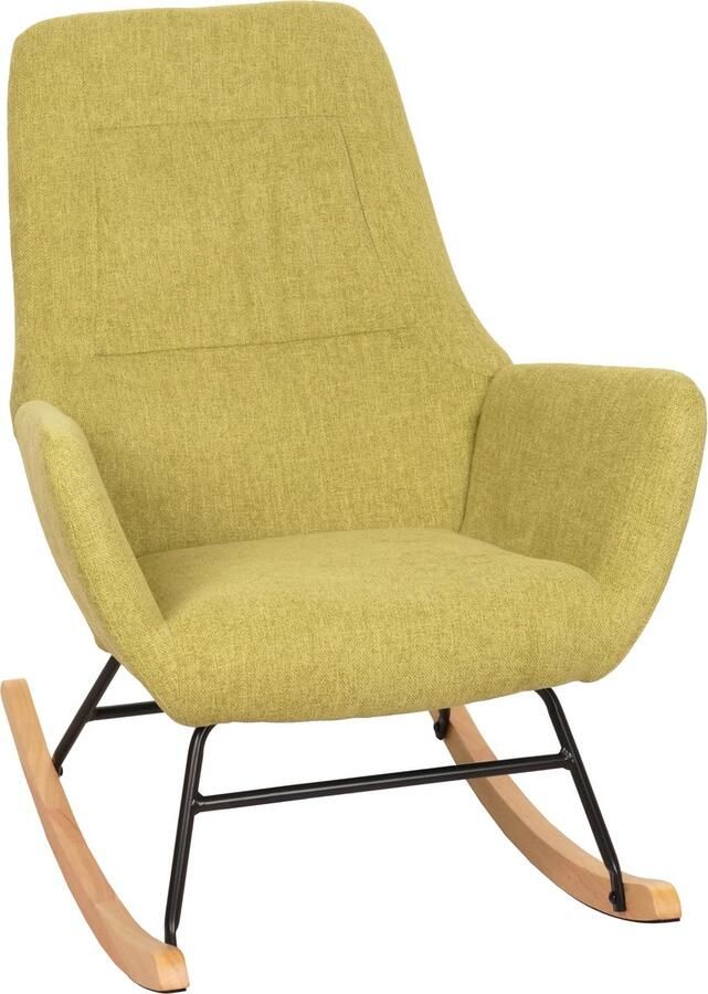 MCW Schommelstoel -N13 schommelstoel relaxfauteuil TV-fauteuil massief hout metaal stof textiel 320g m² ~ groen