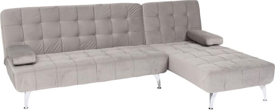 MCW Slaapbank -K22 bank hoekbank ligvlak links rechts slaapfunctie 236cm ~ fluweelgrijs