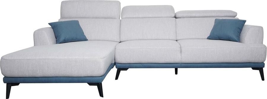 MCW Sofa -G44 hoekbank L-vorm 3-zits ligvlak Nosagvering pocketvering kern verstelbaar 277cm ~ links lichtgrijs