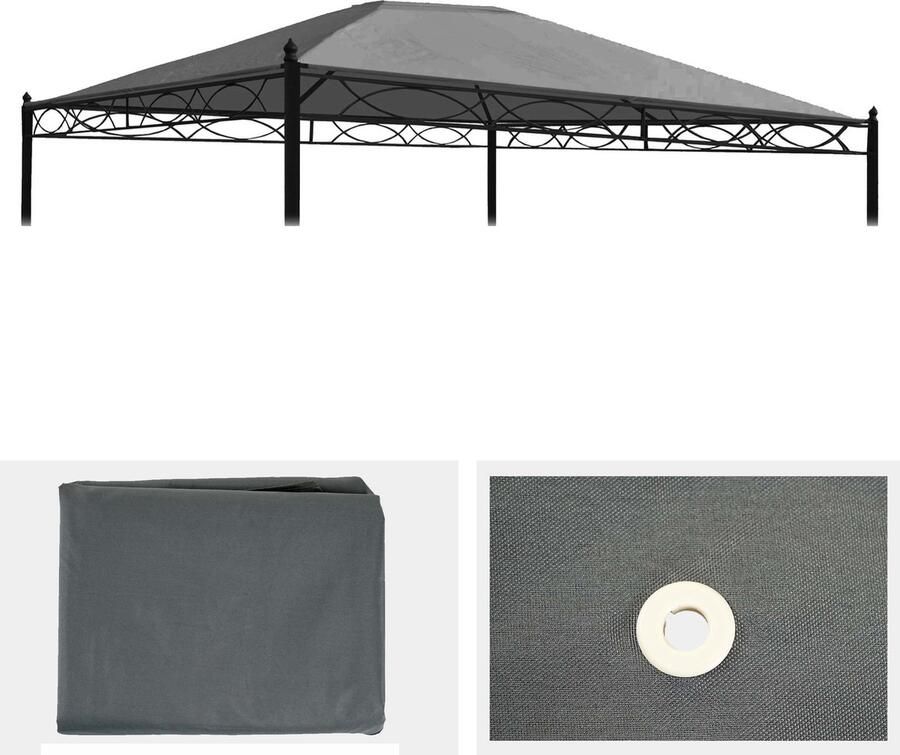 MCW Vervangende afdekking voor pergola dak paviljoen Cadiz 4x3m ~ grijs