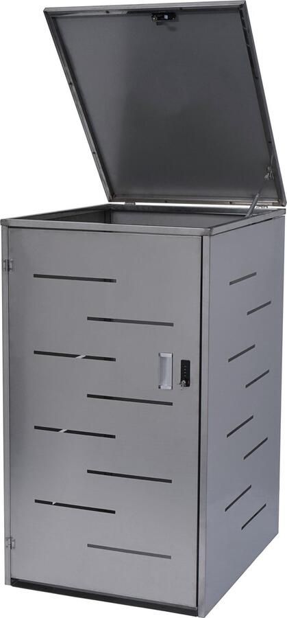 MCW XL 1-bin 2-bin afvalbak deksel -E83 afvalbak box uitbreidbaar 116x71x98cm ~ roestvrij staal 35kg