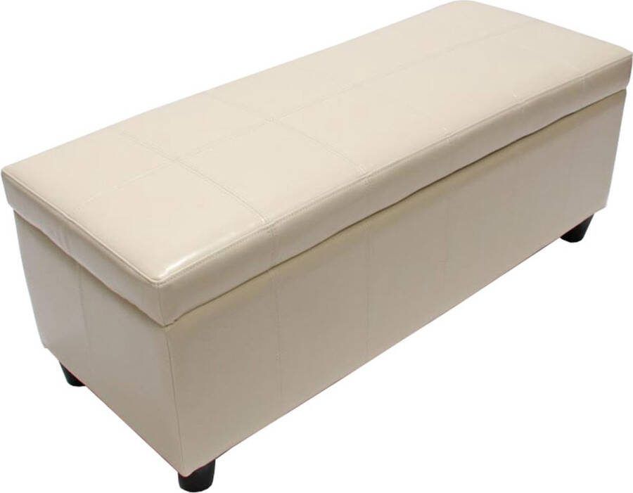 MCW Opbergkist bankzitting Kriens leer + kunstleer 112x45x45cm MVG-gecertificeerd ~ crème