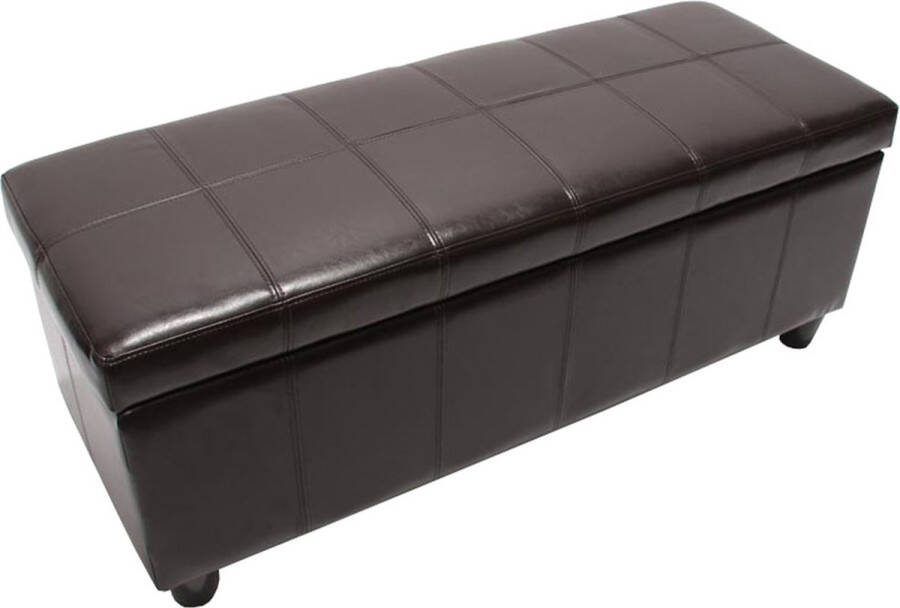 MCW Opbergkist bank Kriens leer + kunstleer 112x45x45cm MVG-gecertificeerd ~ bruin