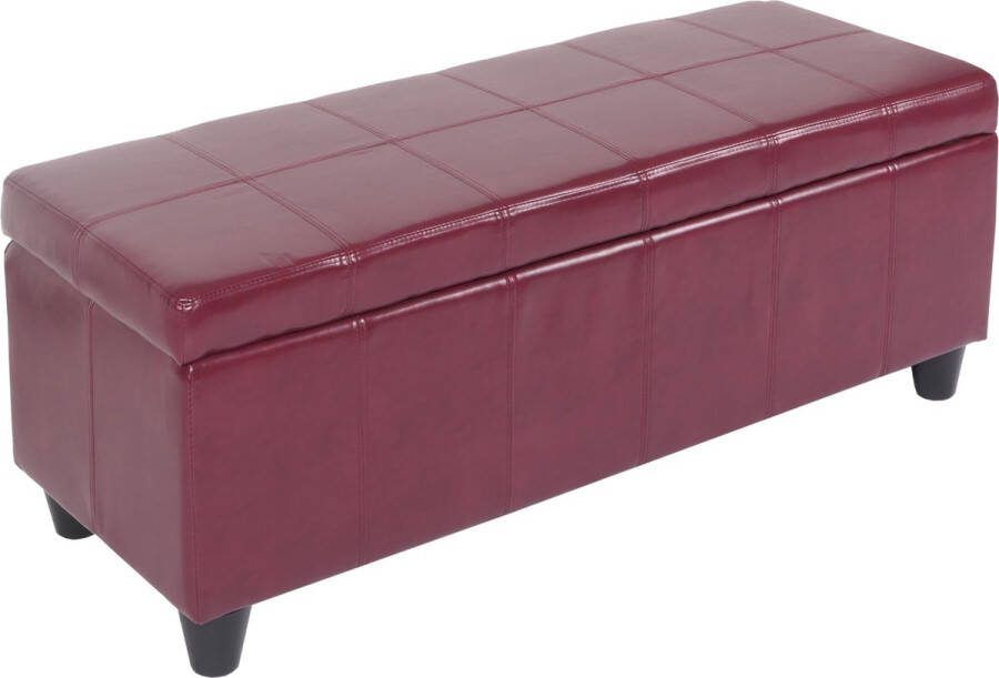 MCW Opbergkist bank Kriens leer + kunstleer 112x45x45cm MVG-gecertificeerd ~ rood