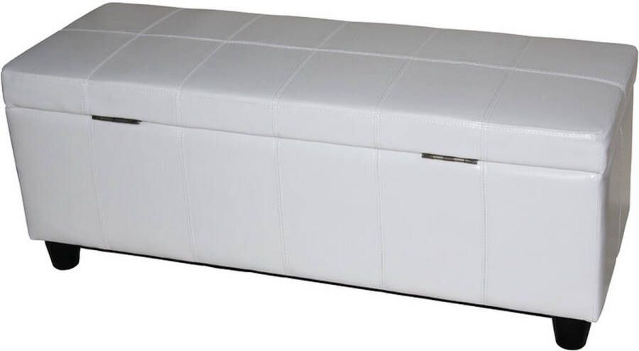 MCW Opbergkist bank Kriens leer + kunstleer 112x45x45cm MVG-gecertificeerd ~ wit