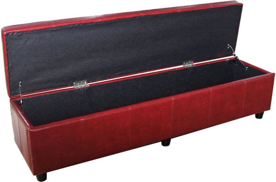 MCW Opbergkist bank Kriens XXL kunstleer 180x45x45cm MVG-gecertificeerd ~ rood