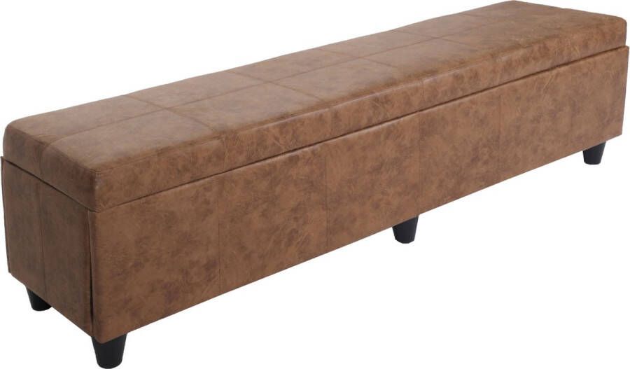 MCW Opbergkist bank Kriens XXL stof textiel 180x45x45cm ~ imitatie suède