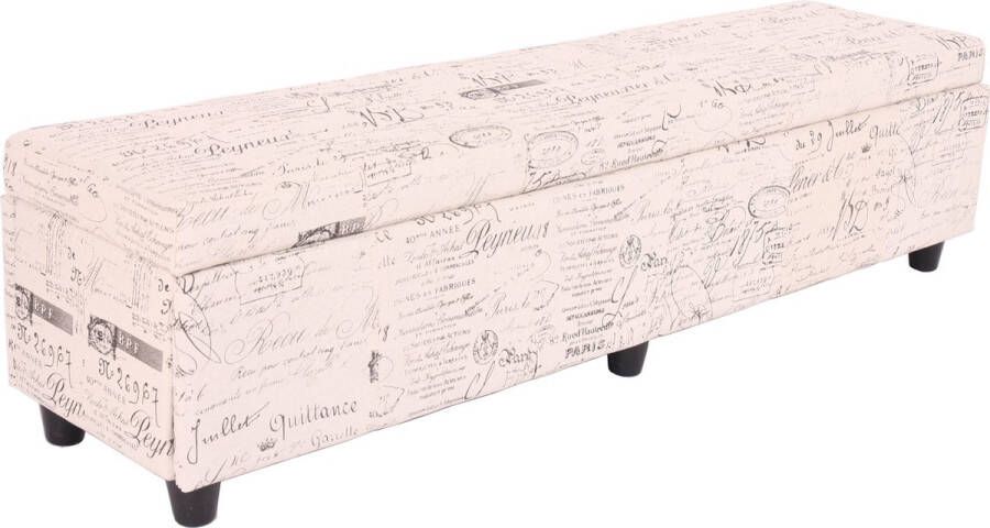 MCW Opbergkist Kriens XXL zitbank stof textiel 45x180x45cm ~ belettering crème