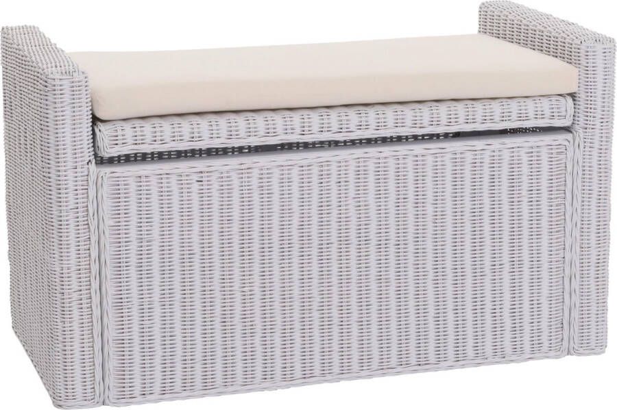MCW Opbergkist M92 commode bank garderobe bank kussen Kubu rotan 88cm ~ wit