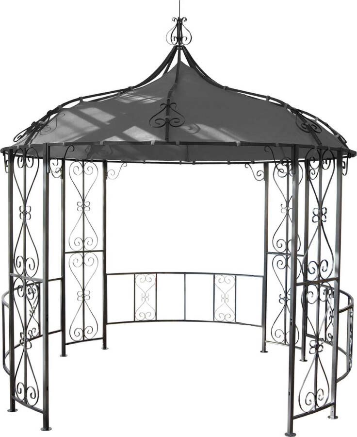 MCW Pergola Almeria rond tuinpaviljoen stevig stalen frame Ø 3m ~ grijs