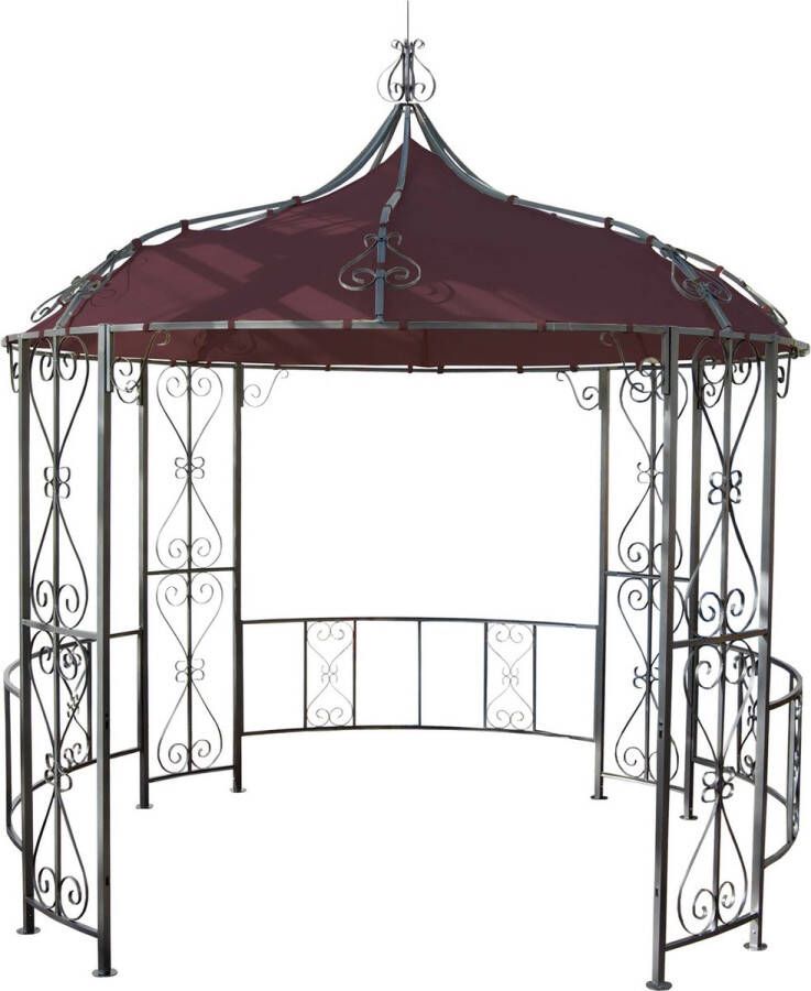 MCW Pergola Almeria rond tuinpaviljoen stevig stalen frame Ø 3m ~ roodbruin