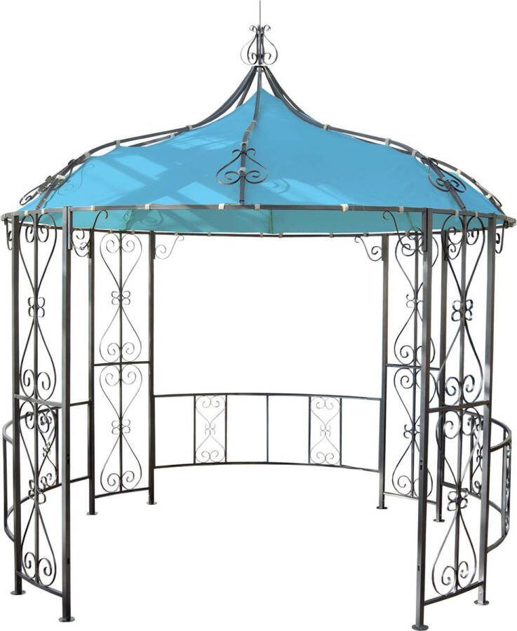 MCW Pergola Almeria rond tuinpaviljoen stevig stalen frame Ø 3m ~ turquoise