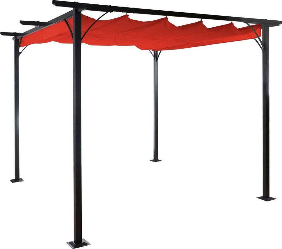 MCW Pergola -C42 tuinpaviljoen stevig 6cm frame + schuifdak ~ 3 5x3 5m terracotta