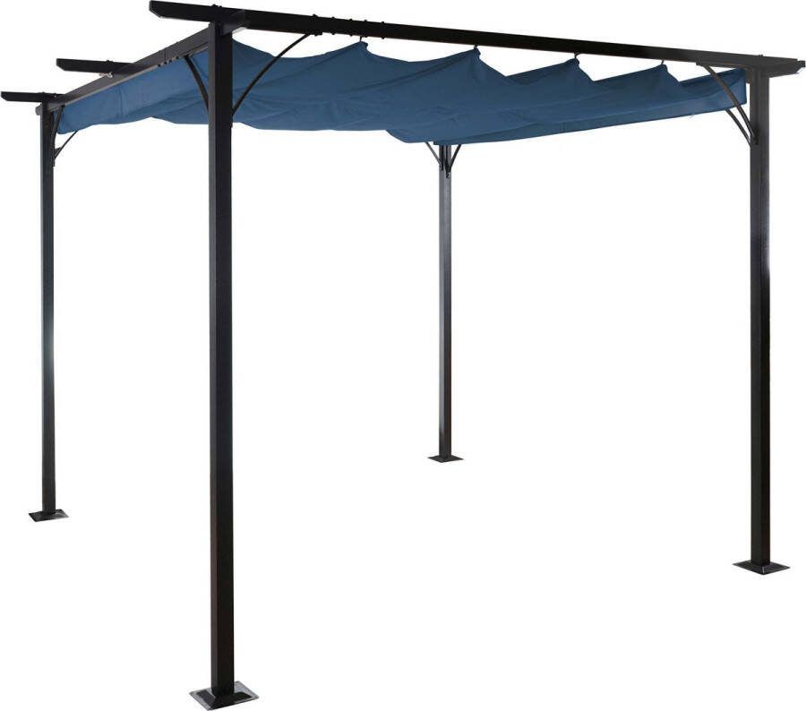 MCW Pergola -C42 tuinpaviljoen stevig 6cm frame + schuifdak ~ 3x3m blauw