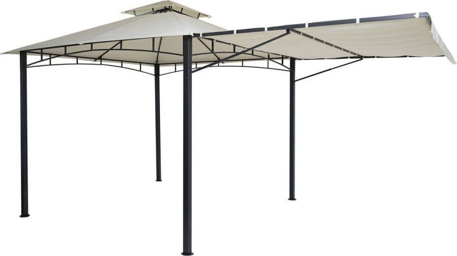 MCW Pergola -F94 tuinpaviljoen stalen beweegbare zijwand 2 5x2 5m ~ crème-beige