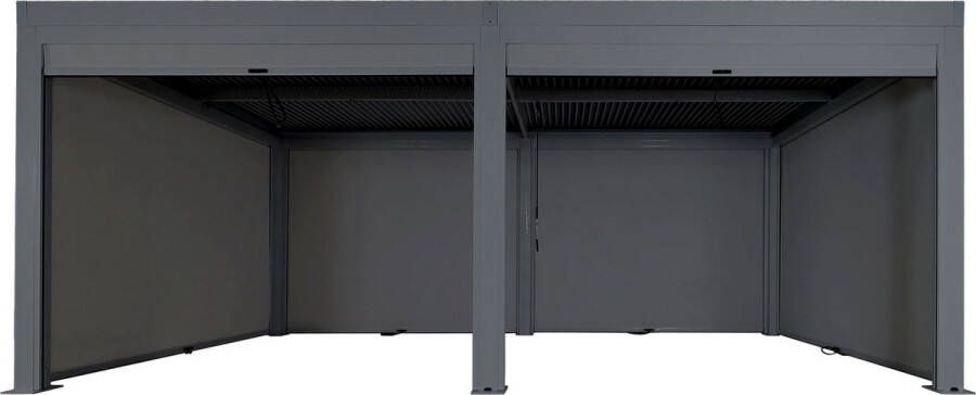 MCW Pergola -L46 met 6x zijwand tuinpaviljoen lamellenrolgordijn 11cm aluminium frame stormvast 3x6m ~ antraciet