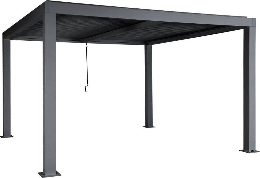 MCW Pergola -L46 tuinpaviljoen met latten 10cm aluminium frame stormvaste regengoot 3x4m ~ antraciet