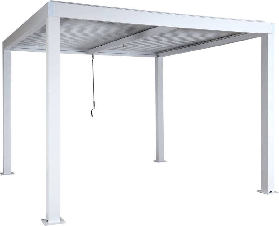 MCW Pergola -L46 tuinpaviljoen met latten 11cm aluminium frame stormvaste regengoot 3x3m ~ wit