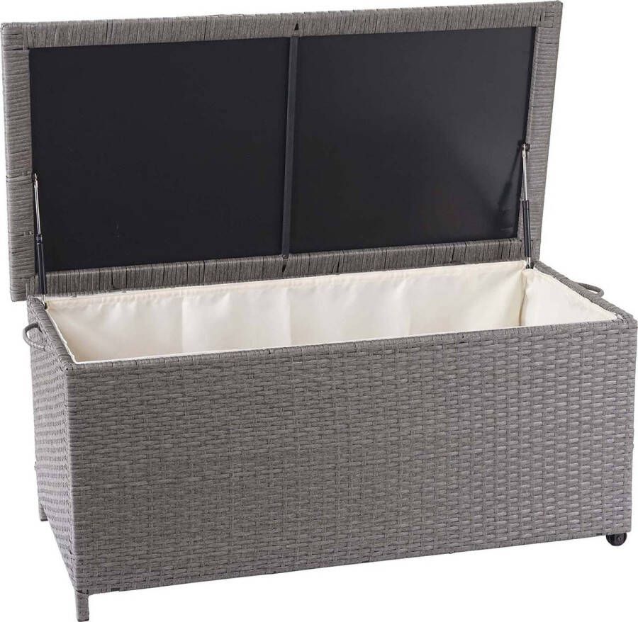 MCW Poly rotan kussenbox -D88 tuinkist kussenbox kist ~ premium grijs 51x115x59cm 250l