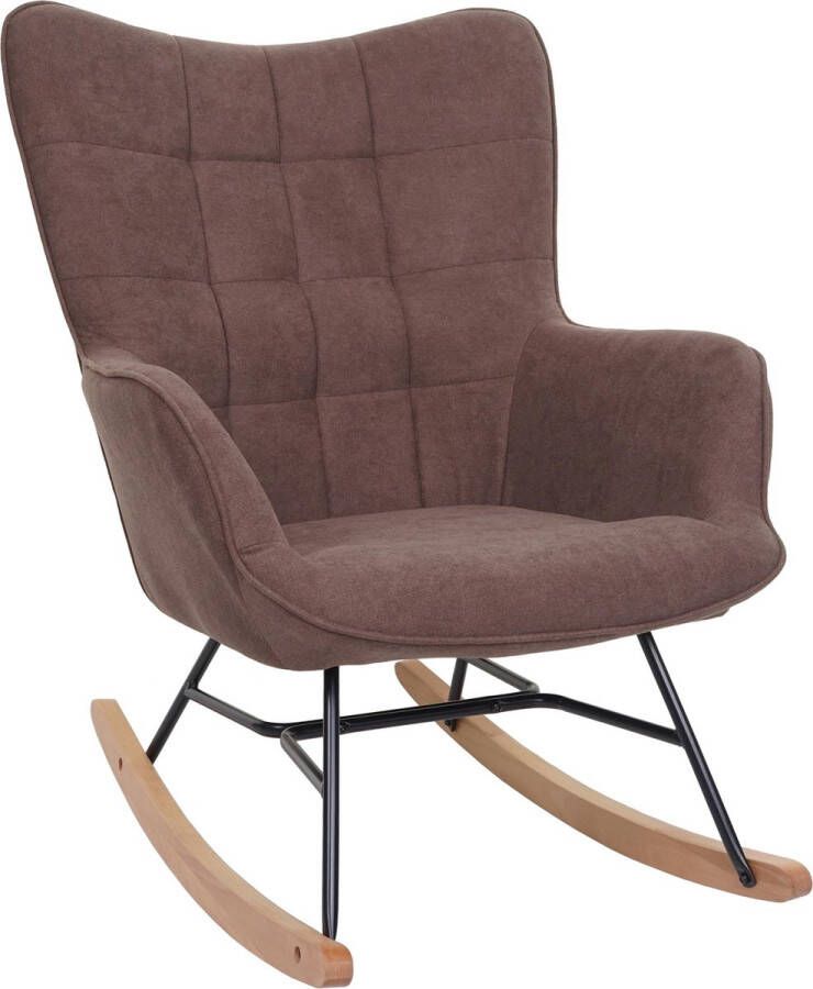 MCW Schommelstoel -K36 schommelstoel relaxfauteuil TV-fauteuil stof textiel OEKO-TEX ~ bruin
