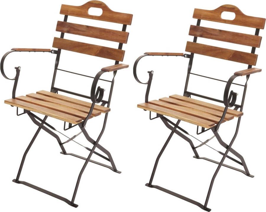 MCW Set van 2 biertuinstoelen -J40 klapstoel tuinstoel gastronomische kwaliteit acacia MVG-gecertificeerd ~ natuurlijke kleur