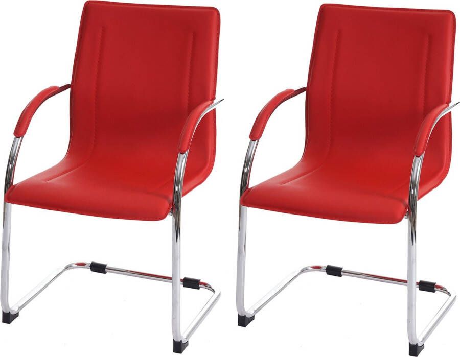 MCW Set van 2 vergaderstoelen Samara bezoekersstoel slede ~ rood