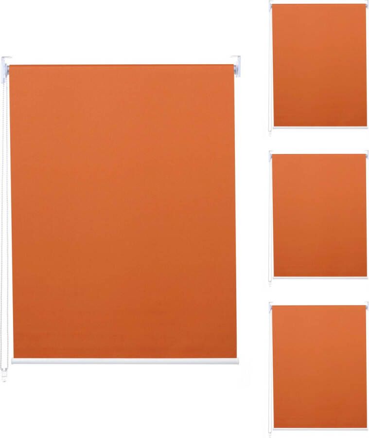 MCW Set van 4 rolgordijnen -D52 raamrolgordijn zijwaartse tochtwering 100x160cm zonwering ondoorzichtig ~ oranje