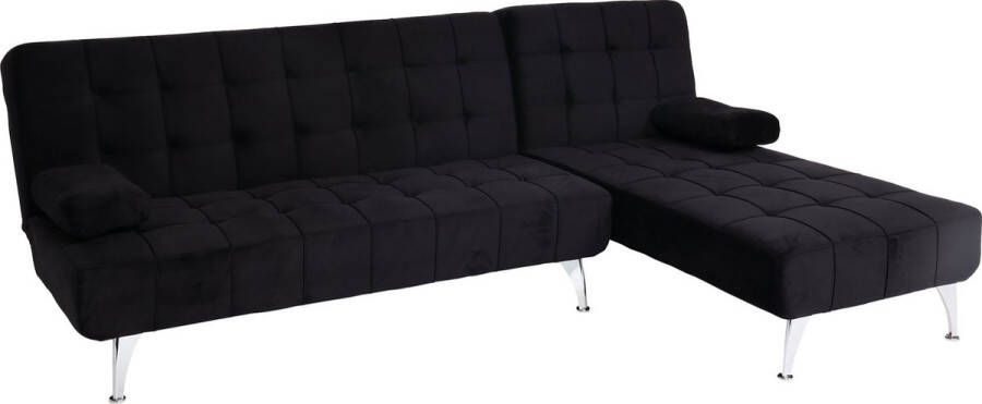 MCW Slaapbank -K22 bank hoekbank ligvlak links rechts slaapfunctie 236cm ~ fluweel zwart