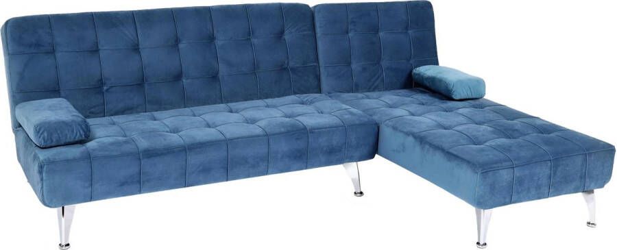 MCW Slaapbank -K22 bank hoekbank Sofa ligvlak links rechts slaapfunctie 236cm ~ fluweel blauw