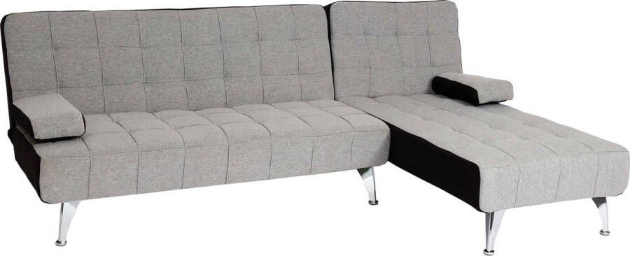 MCW Slaapbank -K22 bank hoekbank Sofa ligvlak links rechts slaapfunctie 236cm ~ stof textiel lichtgrijs zwart