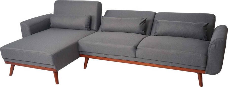 MCW Sofa -J20 bank hoekbank L-vorm 3-zits ligvlak slaapfunctie stof textiel 280cm ~ antraciet-grijs