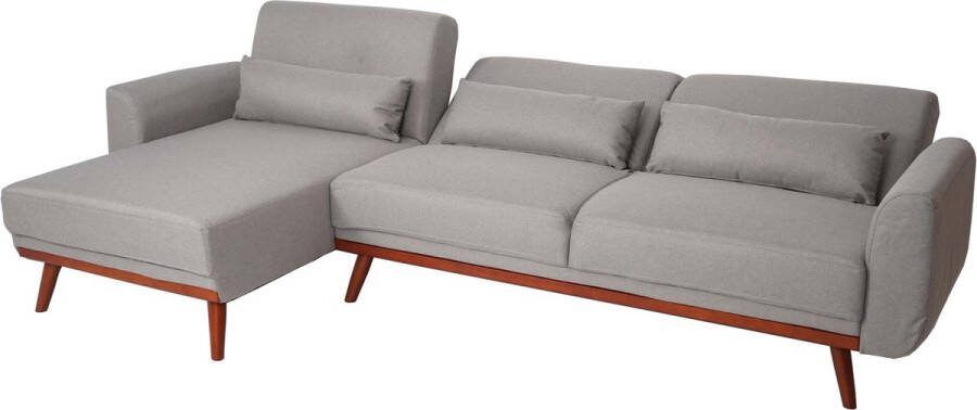 MCW Sofa -J20 bank hoekbank L-vorm 3-zits ligvlak slaapfunctie stof textiel 280cm ~ grijs