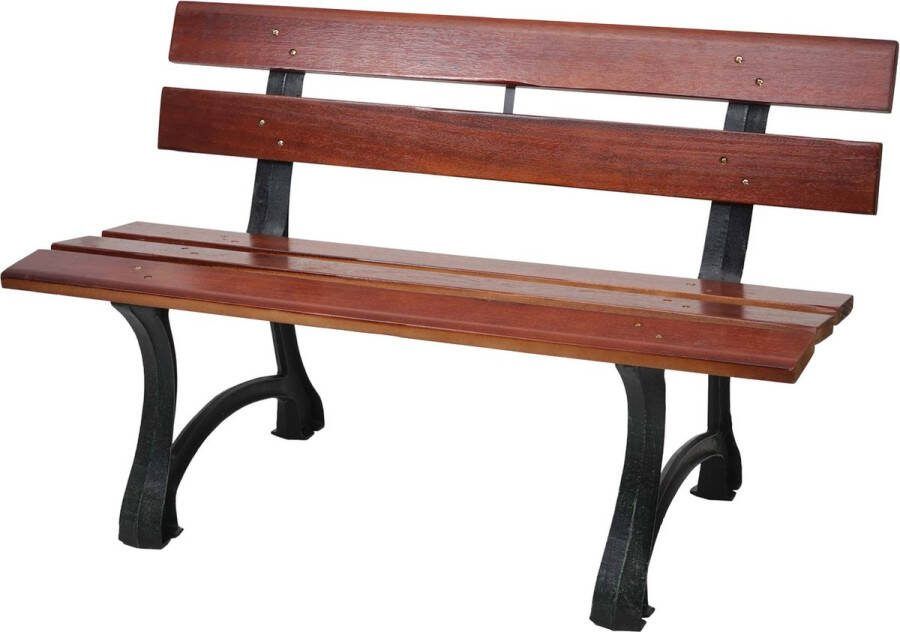 MCW Tuinbank -F96 parkbank houten bank gietijzer ~ 2-zits 125cm bruin