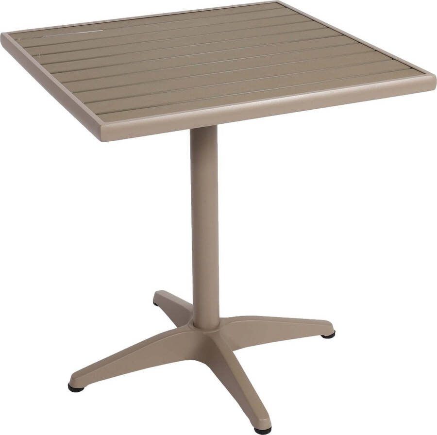 MCW Tuintafel -J95 balkontafel bistrotafel gastronomie outdoor coating aluminium hout look ~ champagne grijs