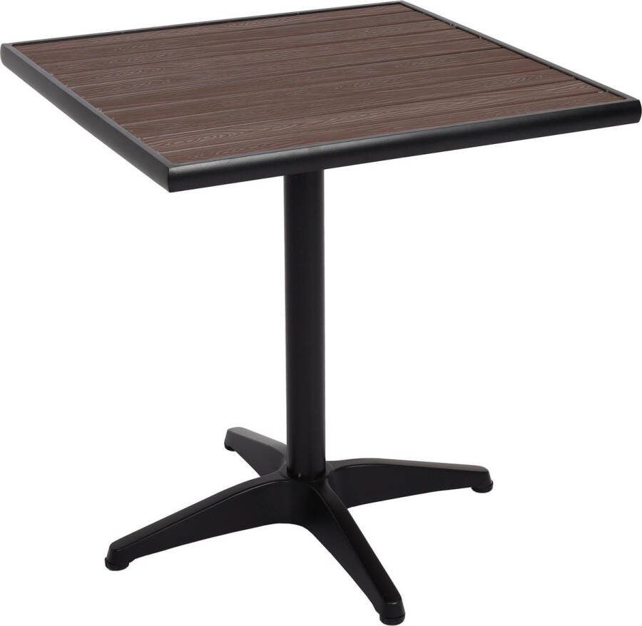 MCW Tuintafel -J95 balkontafel bistrotafel gastronomie outdoor coating aluminium hout look ~ zwart donkerbruin