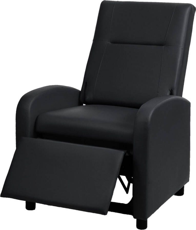 MCW TV-fauteuil -H18 relaxfauteuil kunstleer opvouwbaar 99x70x75cm ~ zwart