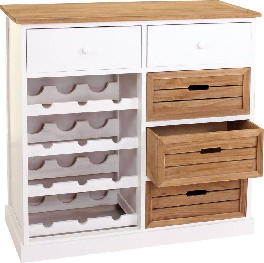MCW Wijnrek -B96 ladekast voor 12 flessen met laden landhuis 86x87x37cm