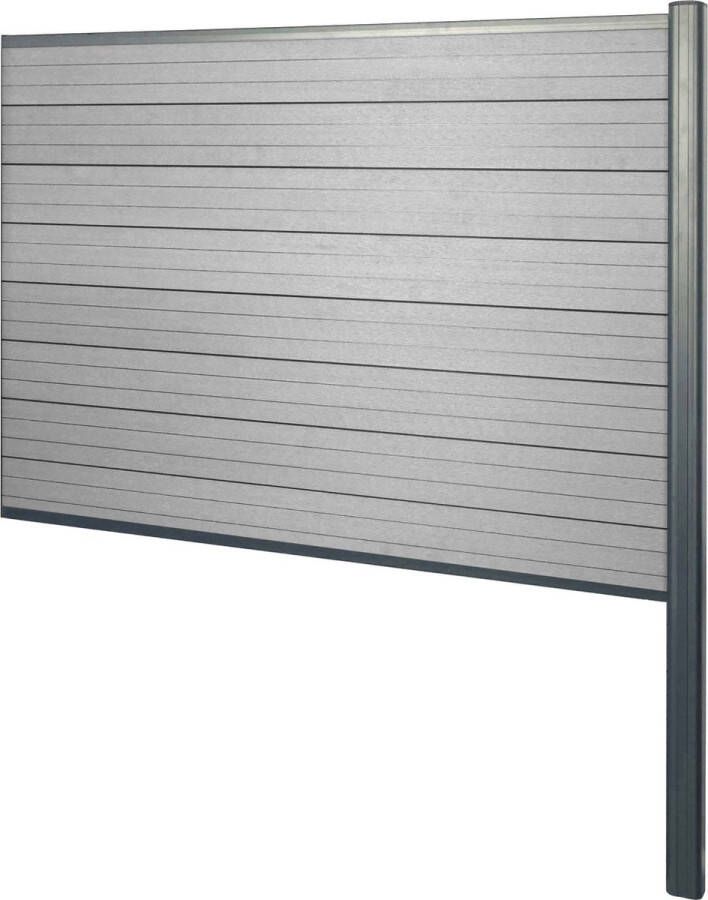 MCW WPC privacyscherm Sarthe schutting windscherm aluminium paal voor plaatsing in beton ~ Verlengelement 185cm grijs